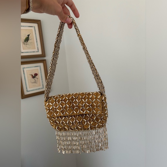 ZARA BEADED FRINGE SHOULDER BAG - Picture 6 of 11